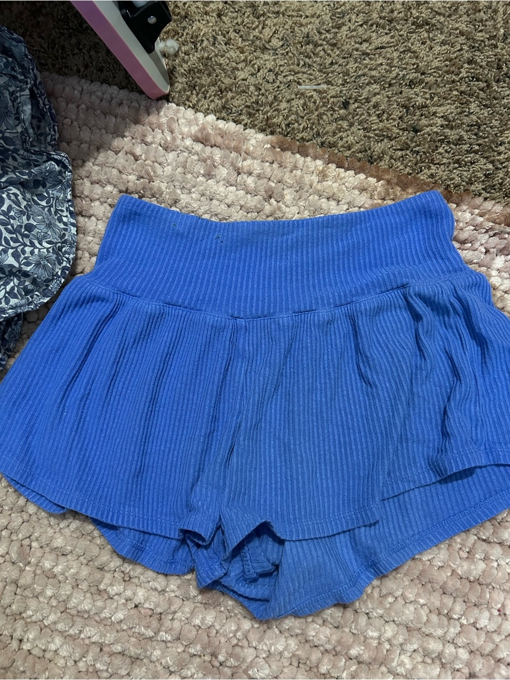Auden Blue Ribbed Lounge Skort